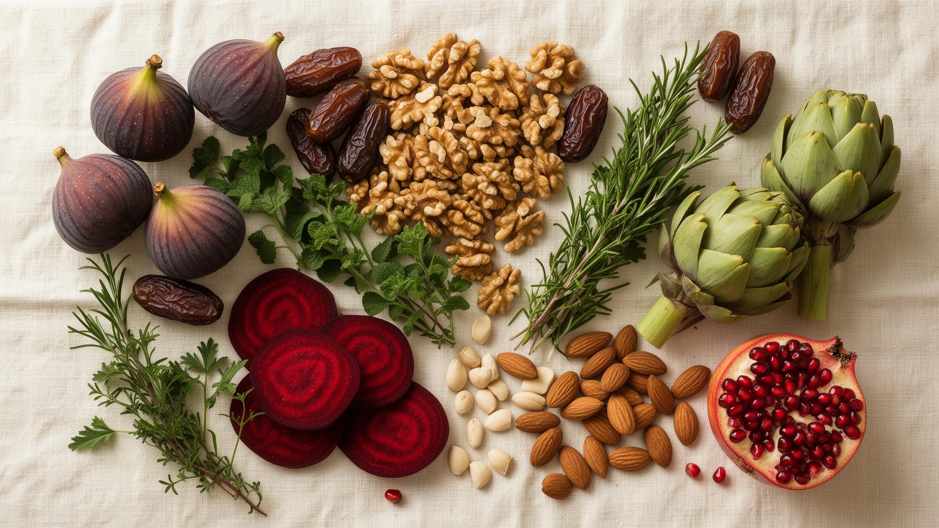 Whole organic ingredients flatlay